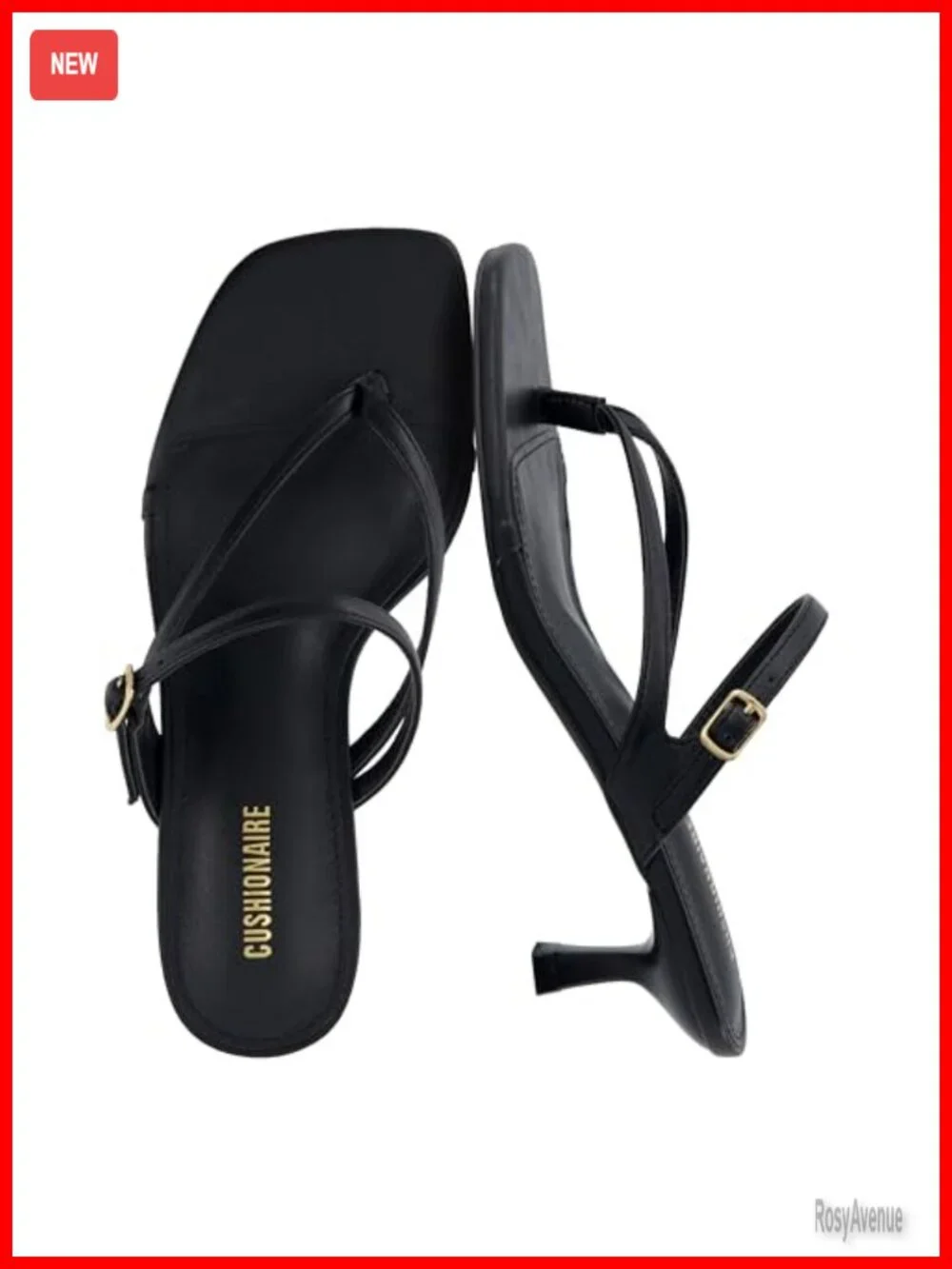 Sleek Square Toe Kitten Heel Sandals with Memory Foam Cushioned Footbed